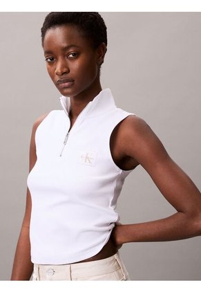 Camiseta Blanca Sin Mangas Con Cremallera Calvin Klein