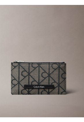 Tarjetero Beige En Jacquard De Emblema Calvin Klein