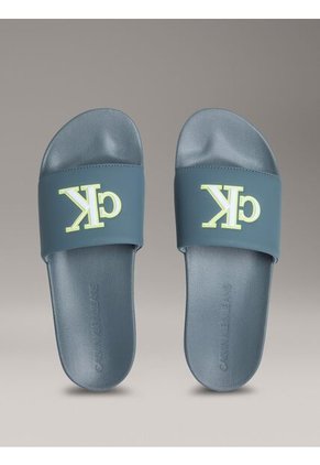 Sandalias Azul Con Logo Calvin Klein