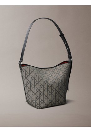 Bolso Beige Tipo Bucket En Jacquard De Emblema Calvin Klein