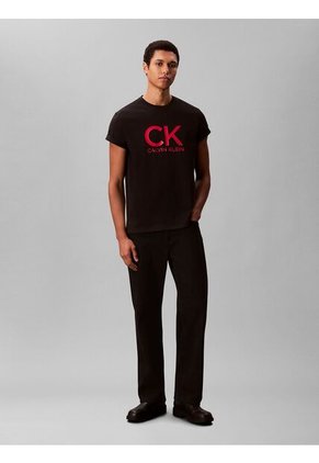 Camiseta Negra Con Estampado Gráfico De Monograma Calvin Klein