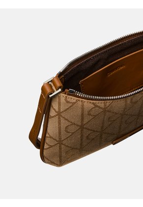 Bolso Beige De Jacquard Con Emblema Calvin Klein
