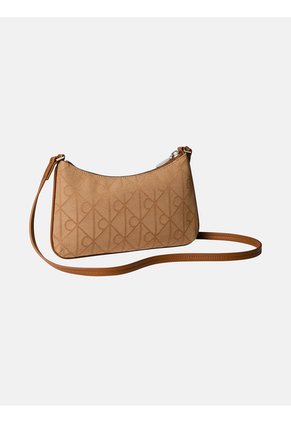 Bolso Beige De Jacquard Con Emblema Calvin Klein