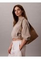 Bolso Beige Hobo Mediano En Jacquard De Emblema Calvin Klein de Calvin Klein