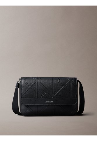Bolso Negro Cruzado Pequeño Con Solapa Y Emblema En Relieve Calvin Klein Calvin Klein
