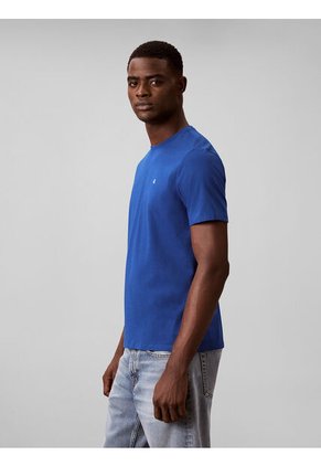 Camiseta Azul Con Micro Monograma Bordado Calvin Klein