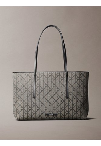 Bolso Beige Tote En Jacquard De Emblema Calvin Klein Calvin Klein