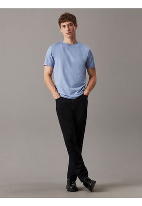 Camiseta Azul De Algodón Con Parche De Goma Calvin Klein