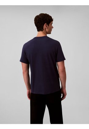 Camiseta Azul Con Micro Monograma Bordado Calvin Klein