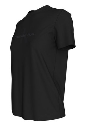 Camiseta Negra Regular Con Monograma Brillante Calvin Klein