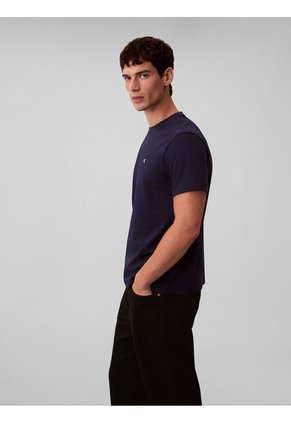 Camiseta Azul Con Micro Monograma Bordado Calvin Klein