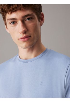 Camiseta Azul De Algodón Con Parche De Goma Calvin Klein