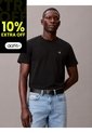 Camiseta Negra Con Micro Monograma Bordado Calvin Klein de Calvin Klein