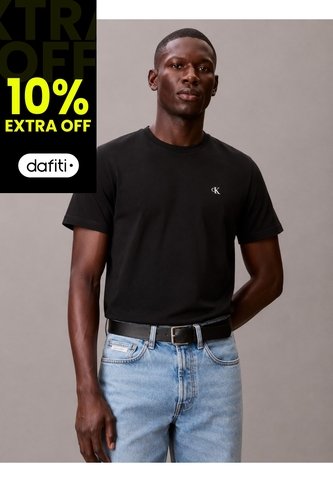 Camiseta Negra Con Micro Monograma Bordado Calvin Klein Calvin Klein