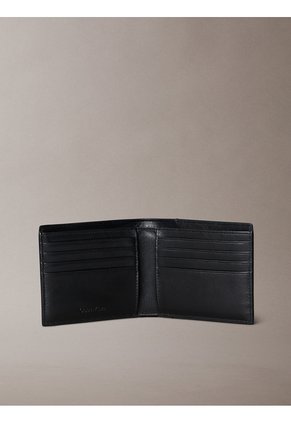Billetera Negra Billfold Con Logo En Relieve De Cuero Calvin Klein