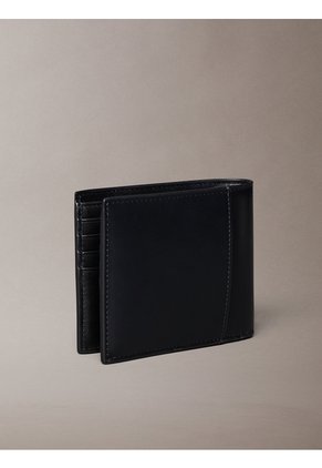 Billetera Negra Billfold Con Logo En Relieve De Cuero Calvin Klein