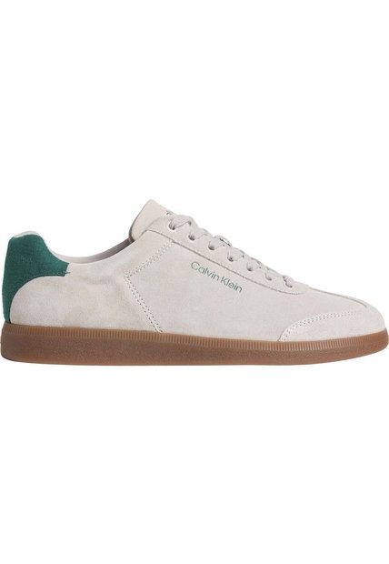 Tenis Beige De Corte Bajo Con Textura De Gamuza Calvin Klein