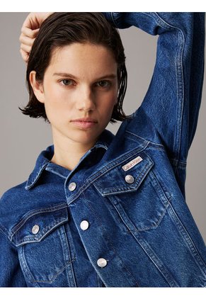 Chaqueta Azul Denim Cropped De Los Años 90 Calvin Klein