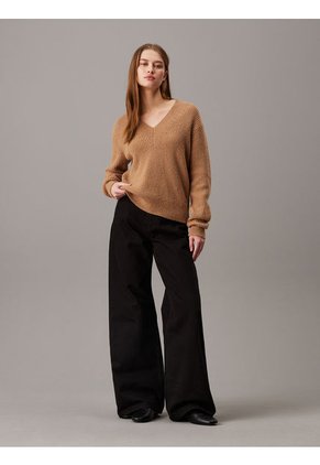 Saco Café Tejido De Pico De Buclé De Canalé Calvin Klein