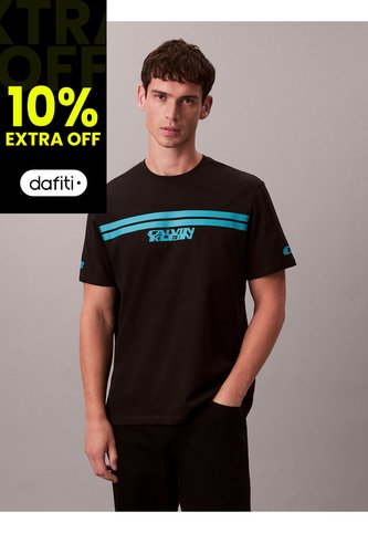 Camiseta Negra De Rayas Con Logo Calvin Klein Calvin Klein