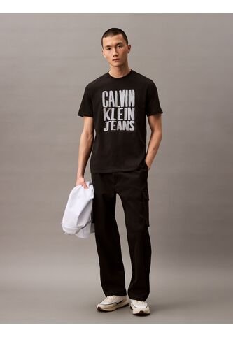 Camiseta Negra Stacked Graphic Crewnec Calvin Klein Calvin Klein
