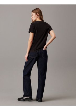 Camiseta Negra De Chenilla Con Monograma Calvin Klein