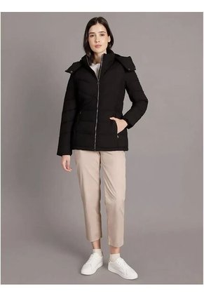 Chaqueta Negra Puffer Con Capota Calvin Klein