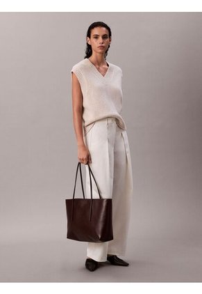 Bolso Café Tote Con Logo Monograma Con Bolsito Calvin Klein