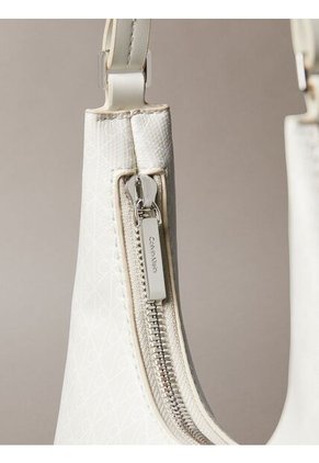 Bolso Blanco De Hombro Con Logo Monograma En Todo El Artículo Calvin Klein