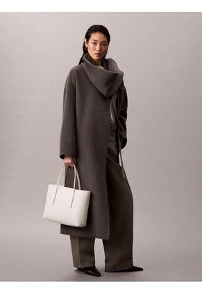 Bolso Blanco Tote Pequeño Con Logo Monograma Con Bolsito Calvin Klein