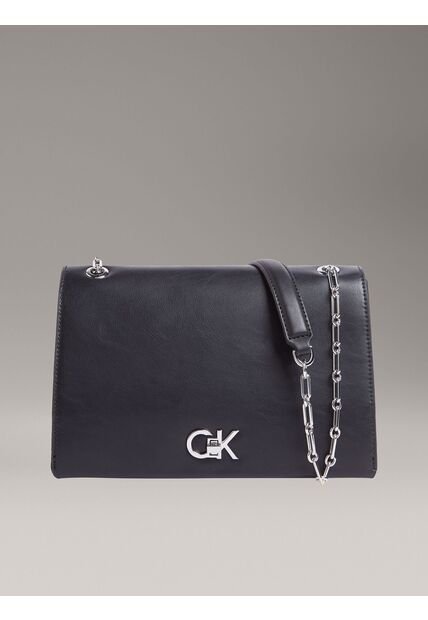 Bolso Negro De Hombro Convertible Con Broche Giratorio Calvin Klein
