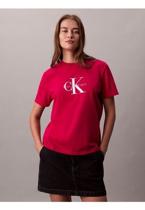 Camiseta Rosada Clásica Con Monograma Estampado Calvin Klein