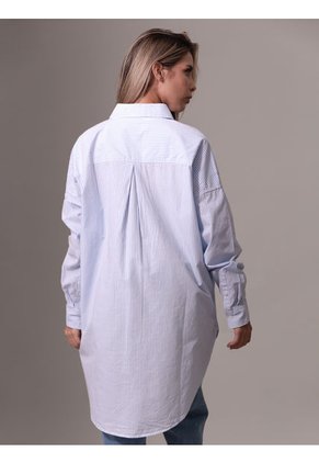 Camisa Azul Oversized Manga Larga Calvin Klein