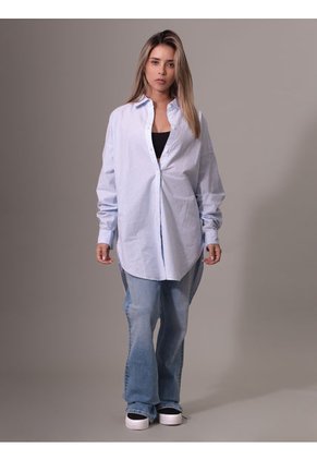 Camisa Azul Oversized Manga Larga Calvin Klein