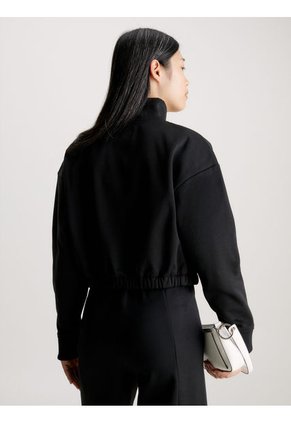 Saco Negro Cropped Con Cuello Alto Calvin Klein