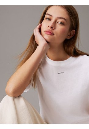 Camiseta Blanca Con Logo Nano Calvin Klein