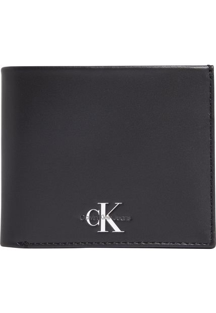 Billetera De Dos Plieges Hombre Negro Calvin Klein
