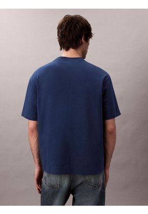 Camiseta Azul Con Logo Bordado Calvin Klein