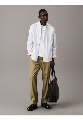 Camisa Gris Elástica A Rayas De Popelina Calvin Klein