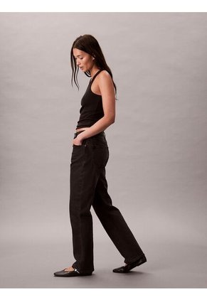 Jeans Negro Rectos De Talle Alto - Essentials Calvin Klein