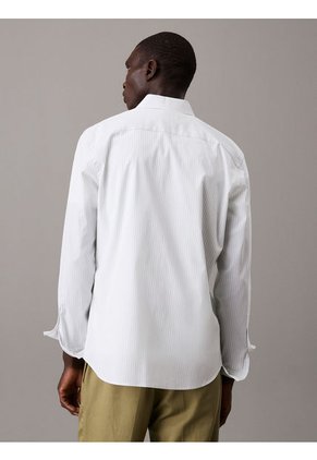 Camisa Gris Elástica A Rayas De Popelina Calvin Klein