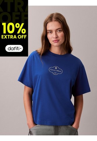 Camiseta Azul Boxy Cocktail Logo Calvin Klein Calvin Klein