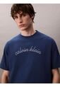 Camiseta Azul Con Logo Bordado Calvin Klein de Calvin Klein
