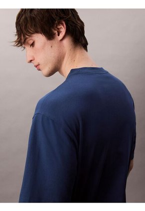 Camiseta Azul Con Logo Bordado Calvin Klein