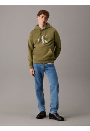 Buzo Verde De Gorro Con Monograma Calvin Klein