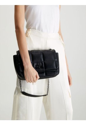 Bolso De Hombro Acolchado Reciclado Mujer Negro