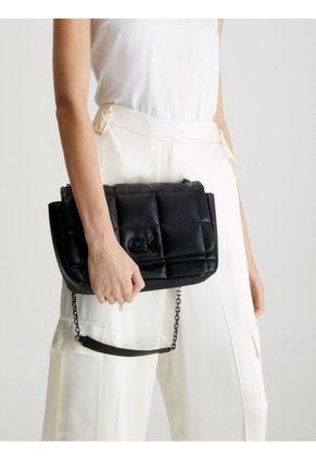 Bolso De Hombro Acolchado Reciclado Mujer Negro