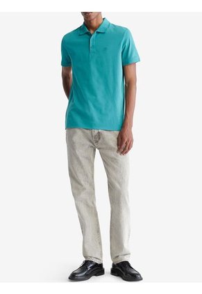 Polo Verde De Algodón Con Monograma Bordado Calvin Klein