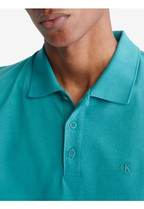 Polo Verde De Algodón Con Monograma Bordado Calvin Klein