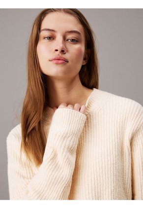 Saco Beige Tejido Buclé De Canalé Calvin Klein